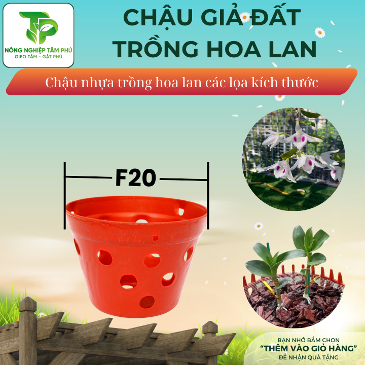Chậu nhựa giả gốm đất nung F14,5; F20 trồng hoa lan nhiều kích thước, chậu trồng hoa lan đẹp - Ảnh 2
