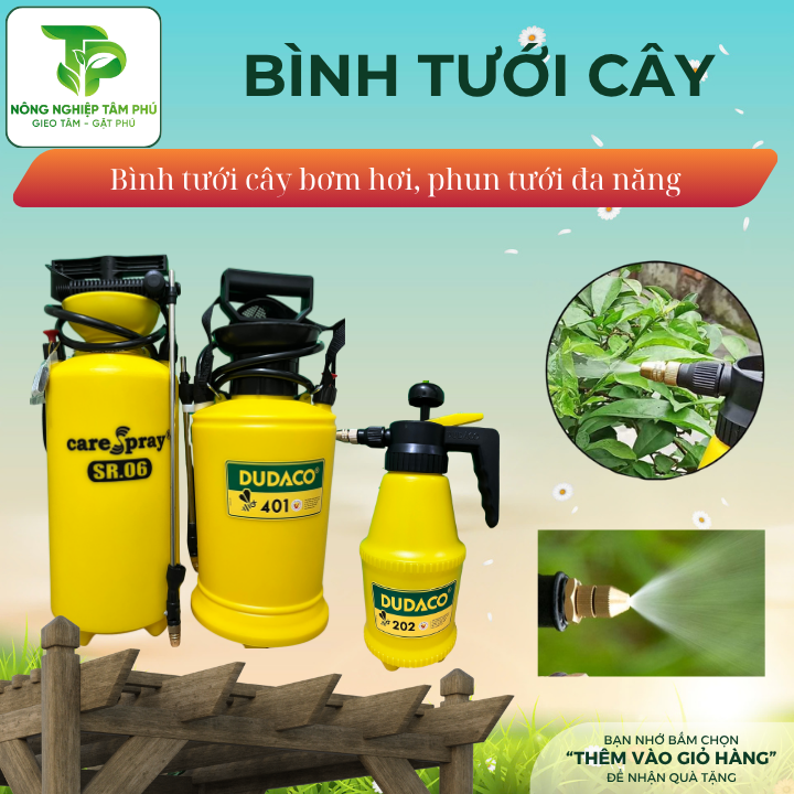 Bình tưới cây 4L, 6L, 10L Đức Đạt DUDACO phun sương, phun tia, phun khử khuẩn, tưới hoa lan cây cảnh, bón phân - sử dụng làm vườn
