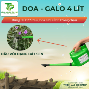Bình tưới cây, rau, hoa, bình ô doa, galo 4 lít loại dày, chất liệu nhựa bền, hàng xuất khẩu