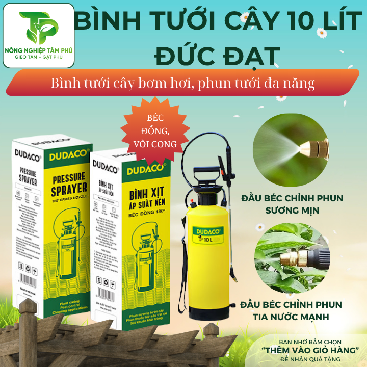 Bình tưới cây 4L, 6L, 10L Đức Đạt DUDACO phun sương, phun tia, phun khử khuẩn, tưới hoa lan cây cảnh, bón phân - sử dụng làm vườn - Ảnh 4