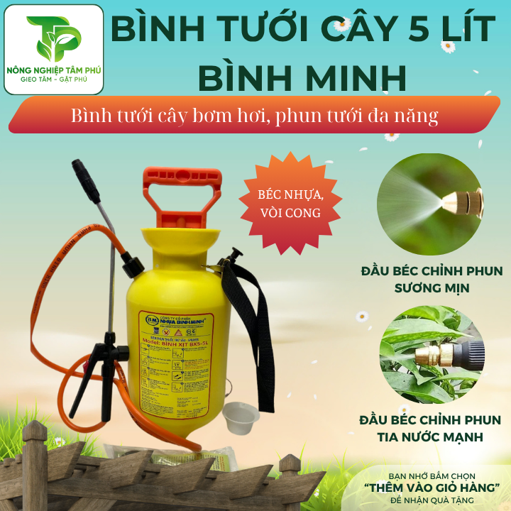 Bình tưới cây 5L, 10L nhựa Bình Minh phun sương, phun tia, phun khử khuẩn, tưới hoa lan cây cảnh, bón phân – sử dụng làm vườn