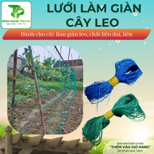 Lưới làm giàn leo có nhiều kích thước dành cho bầu, bí, dưa chuột, cà chua và các loại cây thân leo