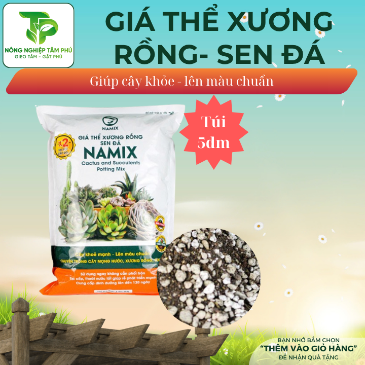 Đất trồng Namix, phân bón chuyên dùng cho xương rồng, sen đá, cây mọng nước, viên nén giúp sen đá lên màu đậm, khỏe cây - Ảnh 2