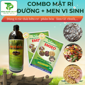 Combo men vi sinh Emzeo, EM, Emic, Tricoderma và mật rỉ đường Sfarm (1L) giúp khử mùi hôi rác thải nhà bếp, ủ phân gà vi sinh, hữu cơ, ủ cá, tôm