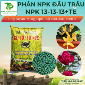 Phân bón NPK đầu trâu 13-13-13+TE chuyên dùng cho hoa, cây ăn quả, cây trồng ban công, sân thượng