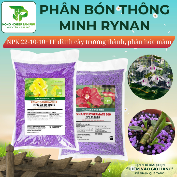 Phân bón thông minh Rynan tan chậm 200,210,220,230,240 cung cấp đủ dinh dưỡng dành cho các loại hoa lan, cây cảnh - Ảnh 2
