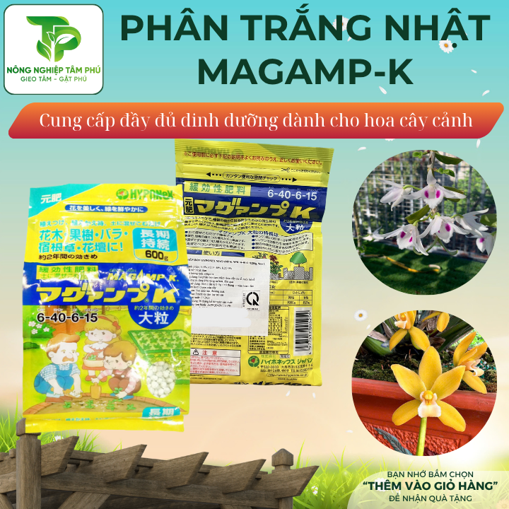 Phân tan chậm Magamp plus K 4-60-4-15Mg, phân trắng Nhật Bản túi 300g-1kg dành cho hoa lan, hoa hồng, bonsai và các loại hoa cây cảnh - Ảnh 6