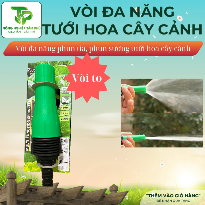 Đầu vòi tưới cây, tưới hoa lan đa năng, phun sương, phun tia, xịt rửa xe tiện lợi - Ảnh 2