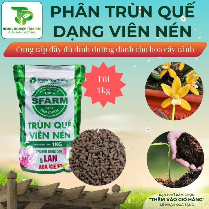 Phân trùn quế nguyên chất dạng viên nén giúp cải tạo đất, nhiều mùn, bổ sung dinh dưỡng dành cho hoa lan cây cảnh và rau ăn lá - Ảnh 3
