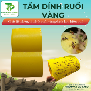 Alternative view of Tấm dính ruồi vàng (2 tấm), siêu dính siêu bền có keo dẫn dụ tốt kích thước 20x40cm giúp bảo vệ cây tránh bị ruồi cắn phá