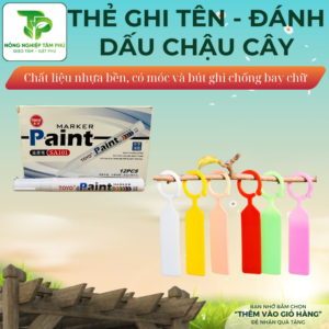 Alternative view of 100 thẻ nhựa các màu ghi tên, thẻ đánh dấu chậu cây và các đồ vật có móc treo, bút ghi thẻ tên chống trôi chữ