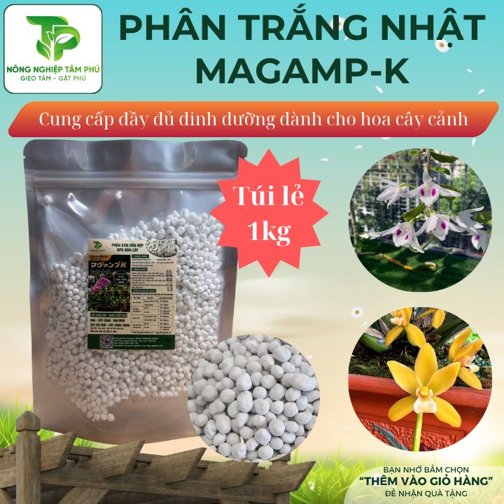 Phân tan chậm Magamp plus K 4-60-4-15Mg, phân trắng Nhật Bản túi 300g-1kg dành cho hoa lan, hoa hồng, bonsai và các loại hoa cây cảnh - Ảnh 5