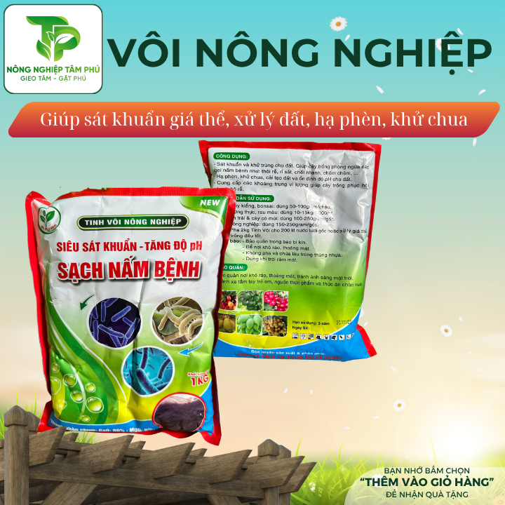Vôi bột sát khuẩn, khử trùng, cải tạo đất, tăng độ pH đất cho cây trồng sạch nấm bệnh, tinh vôi dùng trong nông nghiệp
