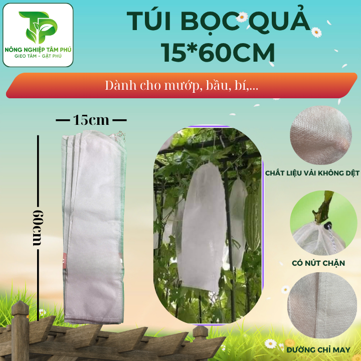 Túi bọc quả, túi bọc trái cây bằng vải không dệt - tái sử dụng được nhiều lần giúp bảo vệ quả, hạn chế côn trùng cắn phá - Ảnh 9