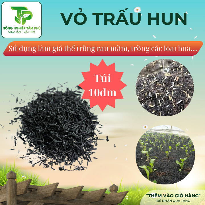 Trấu hun, vỏ lạc hun túi 10dm giá thể giàu dinh dưỡng dành cho hoa lan, cây trồng chậu, sen đá, xương rồng, rau, cây cảnh - Ảnh 2