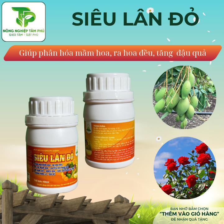 Siêu lân đỏ 100ml giúp phân hóa mầm hoa, ra hoa đều, nhiều hoa, tăng khả năng đậu quả