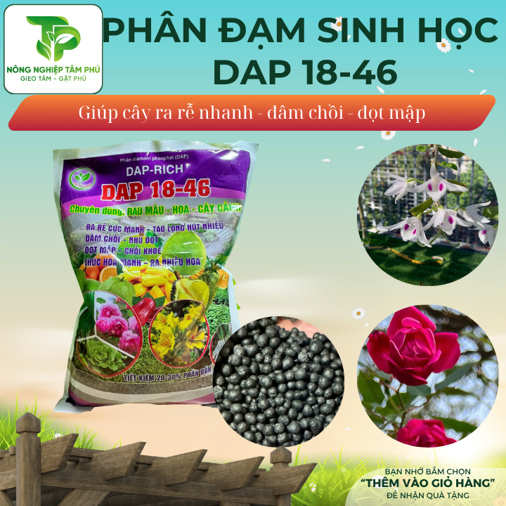 Phân đạm DAP 18-46 giúp cây bật chồi nhanh, xanh lá dành cho hoa, cây cảnh và các loại rau củ quả