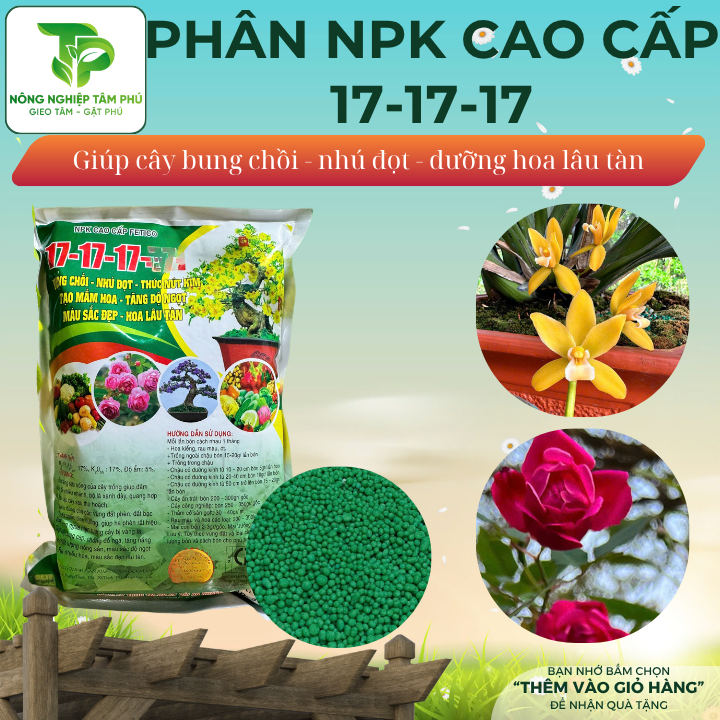 Phân NPK đa năng 17-17-17+TE chuyên dùng cho hoa, cây cảnh cây ăn quả, các loại cây trồng ban công - sân thượng - Ảnh 4